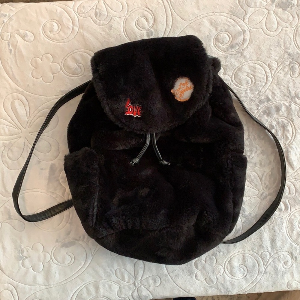 Deb & Dave L.A. N.Y.  Black Faux Fur Fashion Backpack